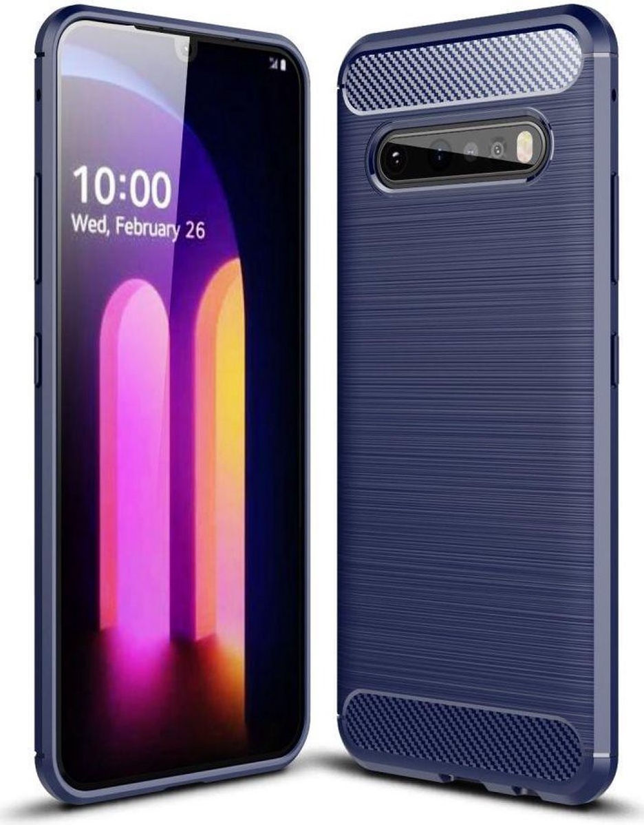 LG V60 ThinQ Hoesje Geborsteld Carbon Blauw afbeelding 1