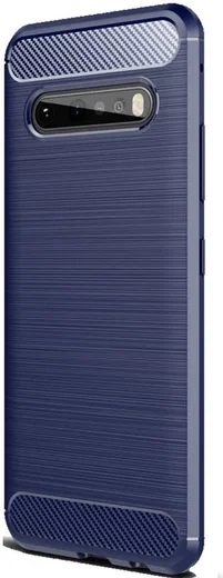 LG V60 ThinQ Geborsteld TPU Hoesje Blauw afbeelding 2