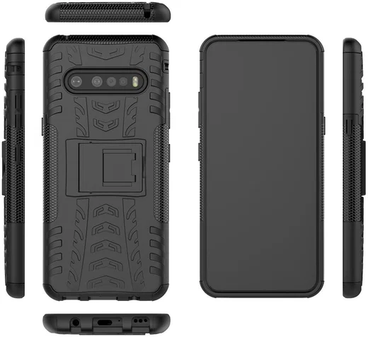 Robuust Hybride LG V60 ThinQ Hoesje Zwart afbeelding 11