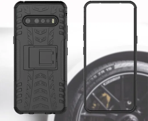 Robuust Hybride LG V60 ThinQ Hoesje Zwart afbeelding 2