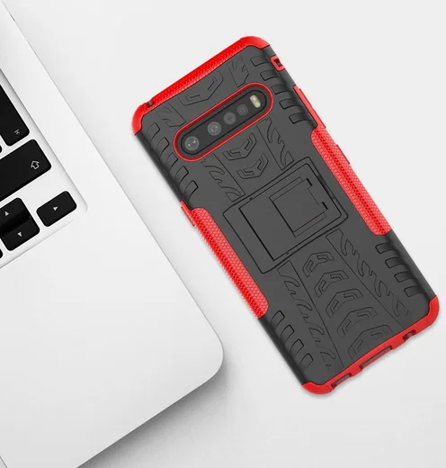 Robuust Hybride LG V60 ThinQ Hoesje Rood afbeelding 3