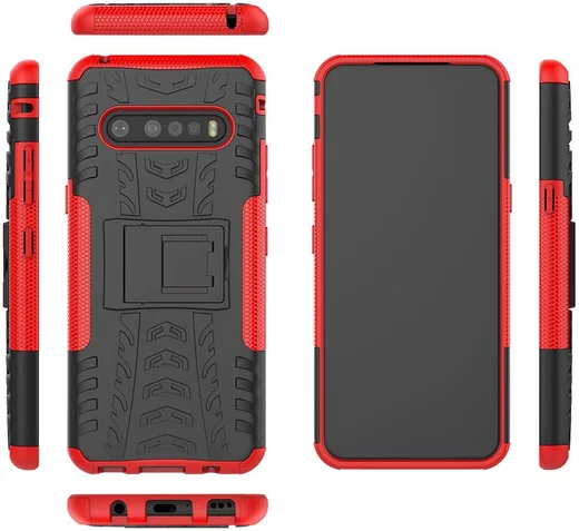 Robuust Hybride LG V60 ThinQ Hoesje Rood afbeelding 5
