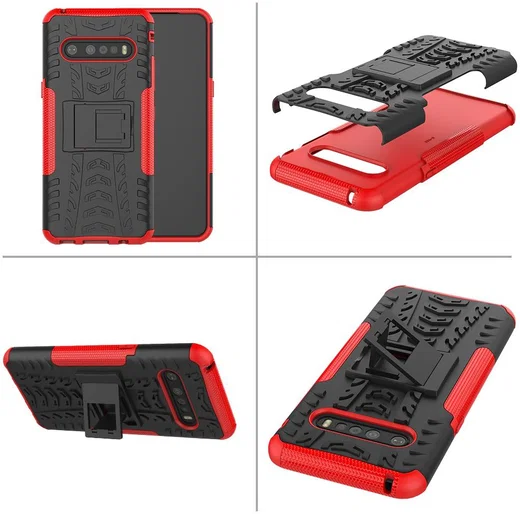 Robuust Hybride LG V60 ThinQ Hoesje Rood afbeelding 6