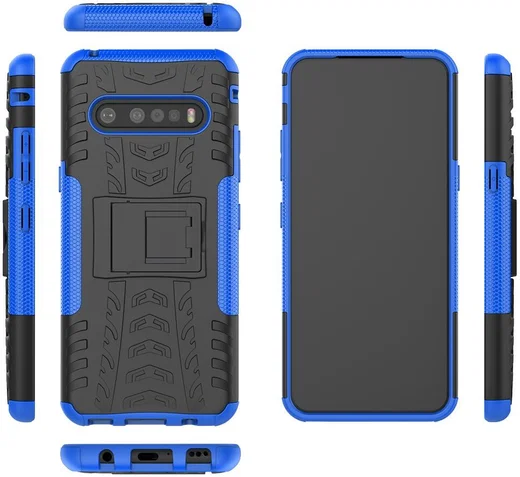 Robuust Hybride LG V60 ThinQ Hoesje Blauw afbeelding 4