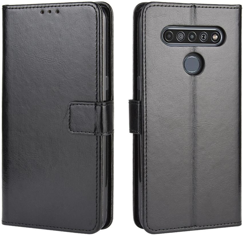 LG V60 ThinQ Crazy Horse Leren Portemonnee Hoesje Zwart afbeelding 3