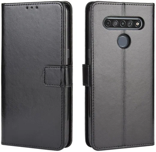 LG V60 ThinQ Crazy Horse Leren Portemonnee Hoesje Zwart afbeelding 3