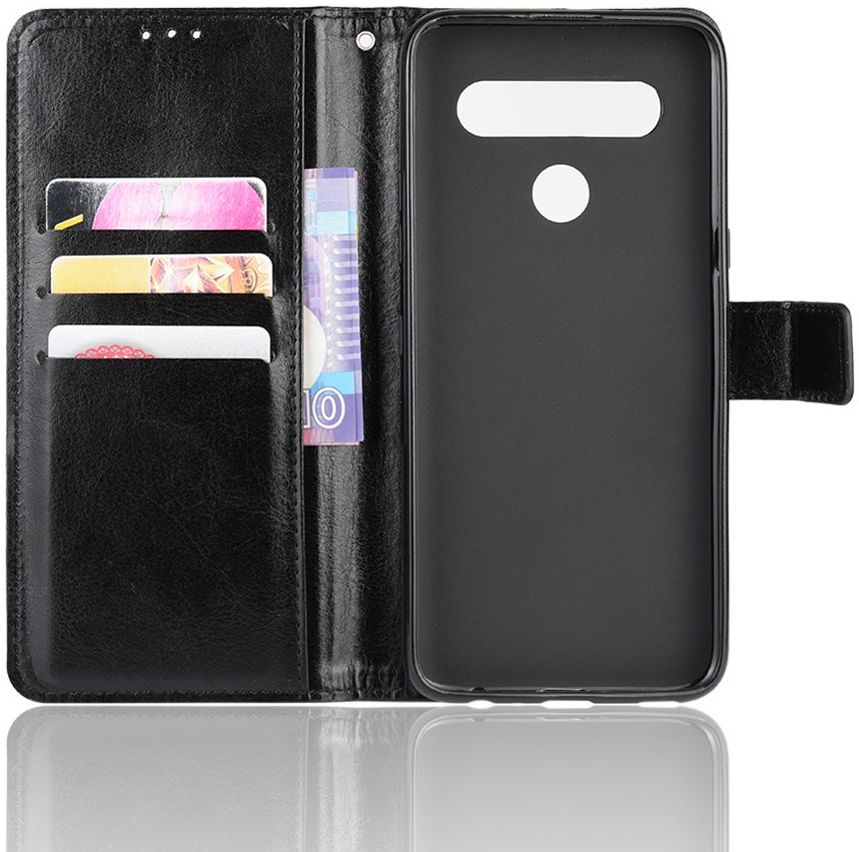 LG V60 ThinQ Crazy Horse Leren Portemonnee Hoesje Zwart afbeelding 5