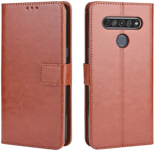 LG V60 ThinQ Crazy Horse Leren Portemonnee Hoesje Bruin afbeelding 2