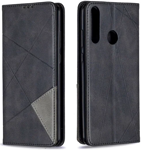 Huawei Y6p Geometrich Portemonnee Hoesje Zwart afbeelding 6