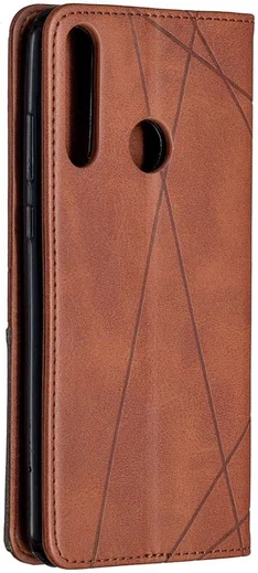 Huawei Y6p Geometrich Portemonnee Hoesje Coffee afbeelding 3
