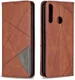 Huawei Y6p Geometrich Portemonnee Hoesje Coffee afbeelding 4