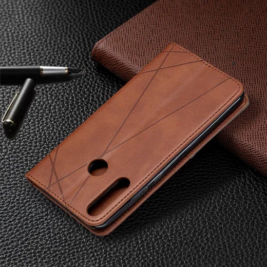 Huawei Y6p Geometrich Portemonnee Hoesje Coffee afbeelding 9