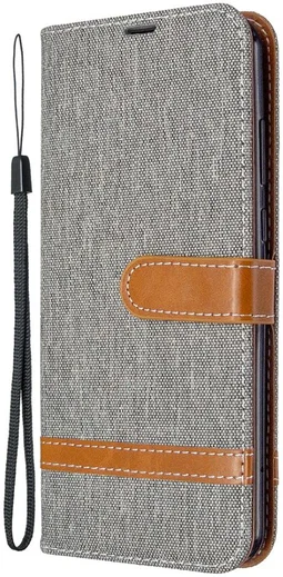 Huawei Y6p Jeans Portemonnee Hoesje Grijs afbeelding 2