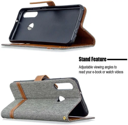 Huawei Y6p Jeans Portemonnee Hoesje Grijs afbeelding 5