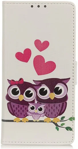 Motorola Edge Portemonnee Hoesje Loving Owl Print afbeelding 1
