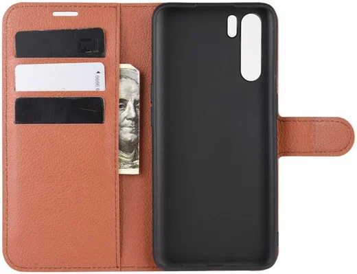 Oppo A91 Litchi Skin Leren Portemonnee Hoesje Bruin afbeelding 3