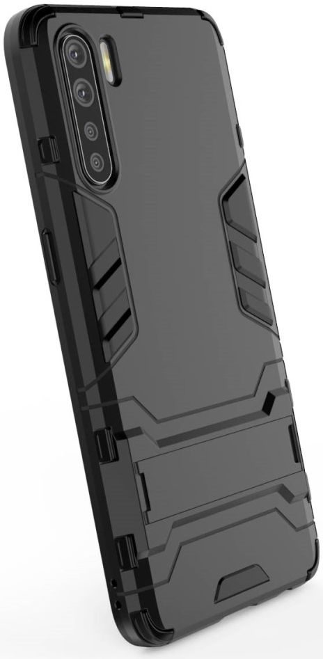 Oppo A91 Hoesje Shock Proof Back Cover Met Kickstand Zwart afbeelding 4