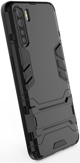 Oppo A91 Hoesje Shock Proof Back Cover Met Kickstand Zwart afbeelding 4