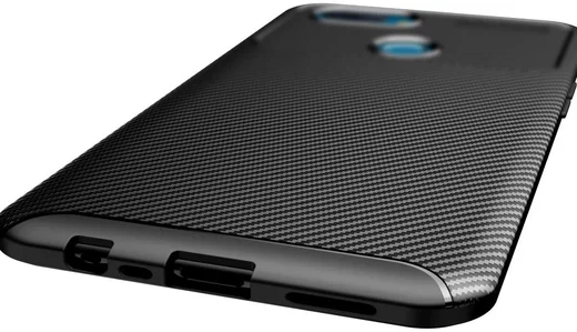 Oppo A12 Hoesje Geborsteld Carbon Flexibele Back Cover Zwart afbeelding 3