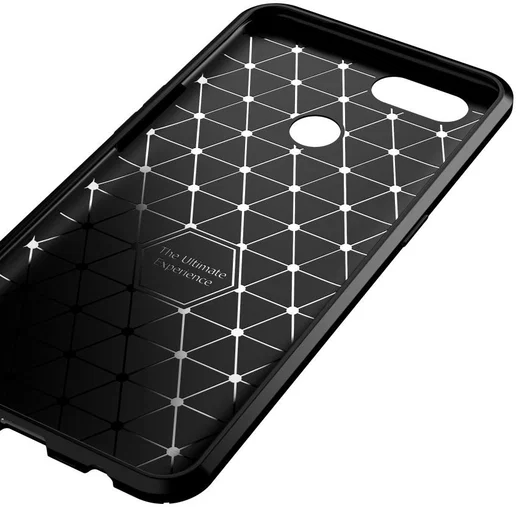 Oppo A12 Hoesje Geborsteld Carbon Flexibele Back Cover Zwart afbeelding 5