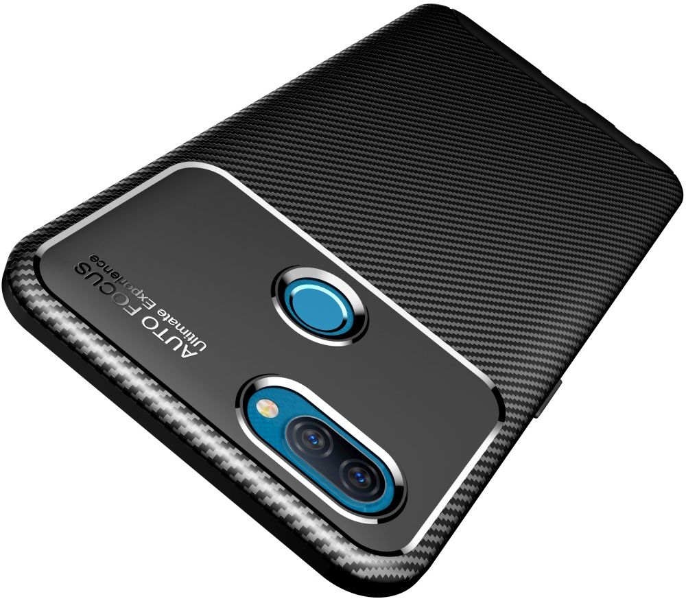 Oppo A12 Hoesje Geborsteld Carbon Flexibele Back Cover Zwart afbeelding 7