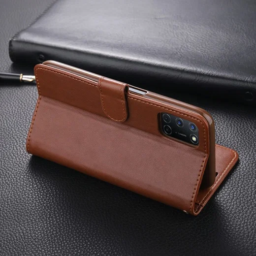 AZNS Oppo A52 / A72 Portemonnee Stand Hoesje Bruin afbeelding 4