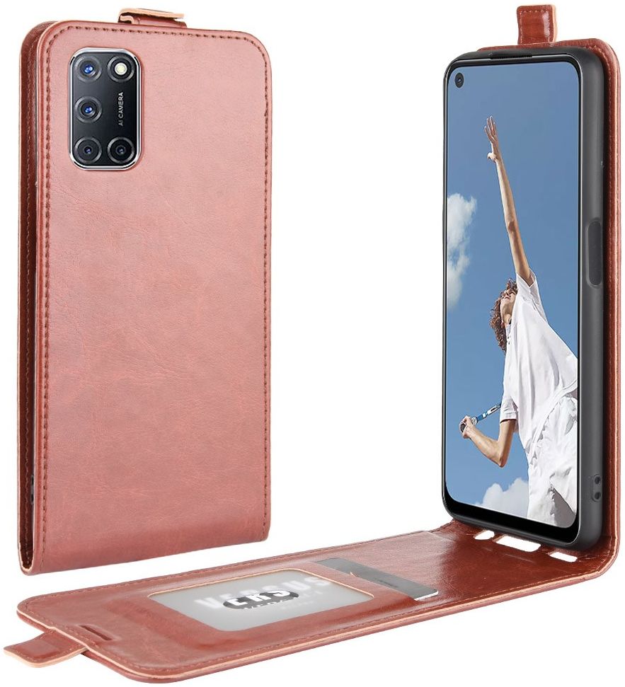 Oppo A52/A72 Vertical Wallet Flip Case Brown afbeelding 4