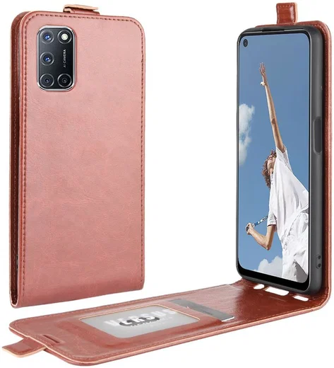 Oppo A52/A72 Vertical Wallet Flip Case Brown afbeelding 4