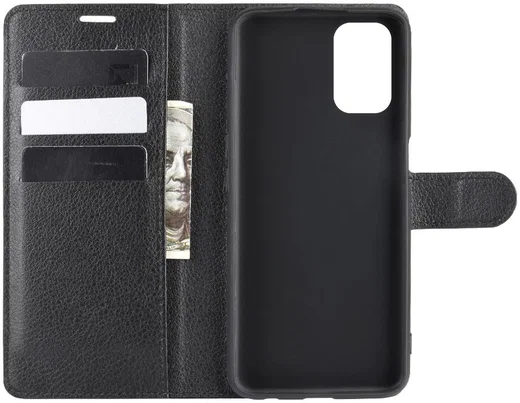 Oppo A52/A72 Litchi Skin Portemonnee Hoesje Zwart afbeelding 4