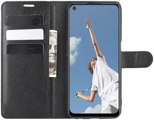 Oppo A52/A72 Litchi Skin Portemonnee Hoesje Zwart afbeelding 5