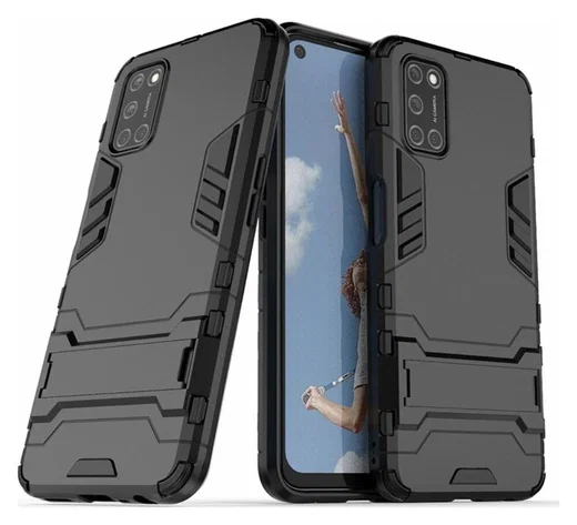 Oppo A52/A72 Hoesje Shock Proof Back Cover Met Kickstand Zwart afbeelding 2