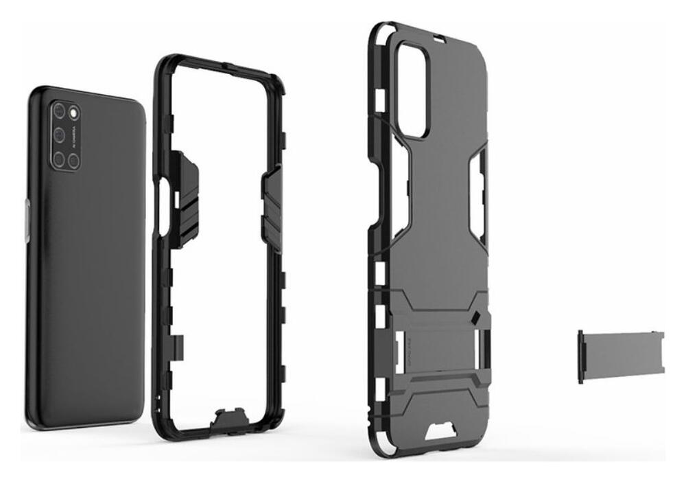 Oppo A52/A72 Hoesje Shock Proof Back Cover Met Kickstand Zwart afbeelding 3