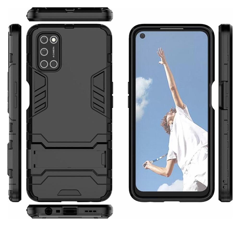 Oppo A52/A72 Hoesje Shock Proof Back Cover Met Kickstand Zwart afbeelding 6