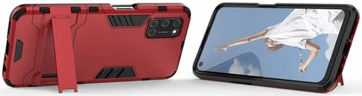 Oppo A52/A72 Hoesje Shock Proof Back Cover Met Kickstand Rood afbeelding 4