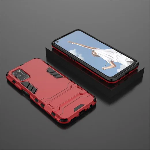 Oppo A52/A72 Hoesje Shock Proof Back Cover Met Kickstand Rood afbeelding 5