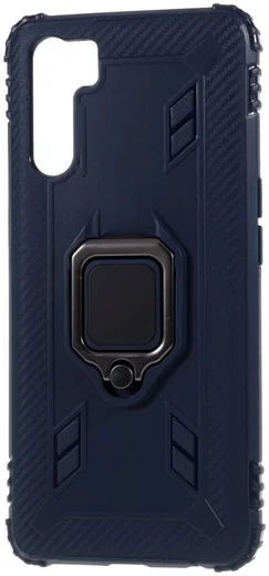 Oppo A91 Hoesje met Kickstand Ring Blauw afbeelding 2