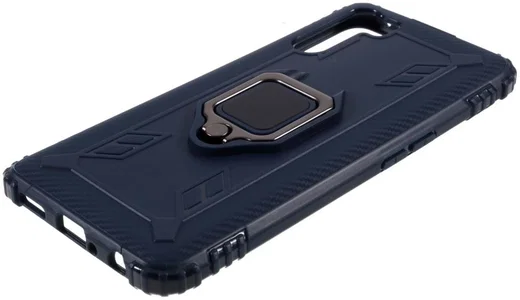 Oppo A91 Hoesje met Kickstand Ring Blauw afbeelding 4