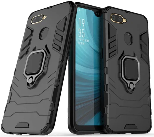 Oppo A12 Hybride hoesje met Kickstand Zwart afbeelding 1