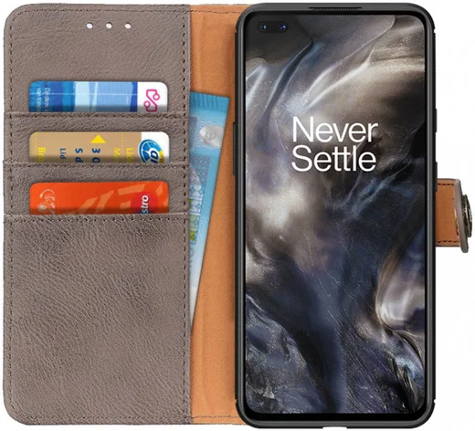 KHAZNEH OnePlus Nord Hoesje Portemonnee Book Case Grijs afbeelding 1