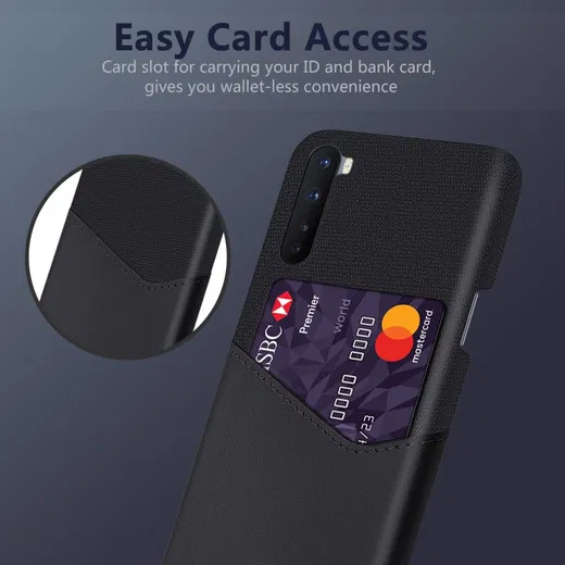 OnePlus Nord Hoesje Back Cover met Kaarthouder Zwart afbeelding 4