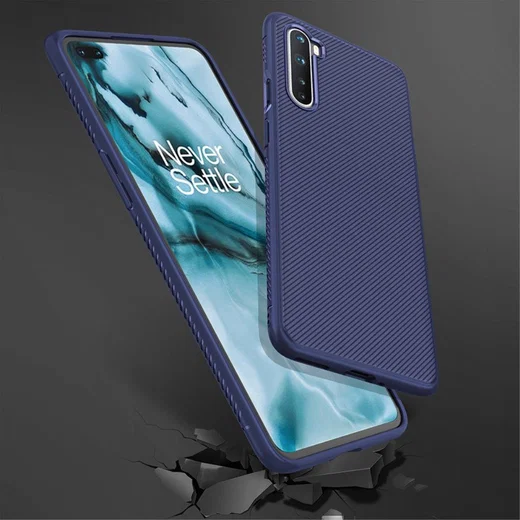 OnePlus Nord Hoesje Twill Slim Texture Back Cover Blauw afbeelding 7