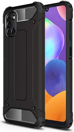 Samsung Galaxy A31 Hoesje Shock Proof Hybride Back Cover Zwart afbeelding 1