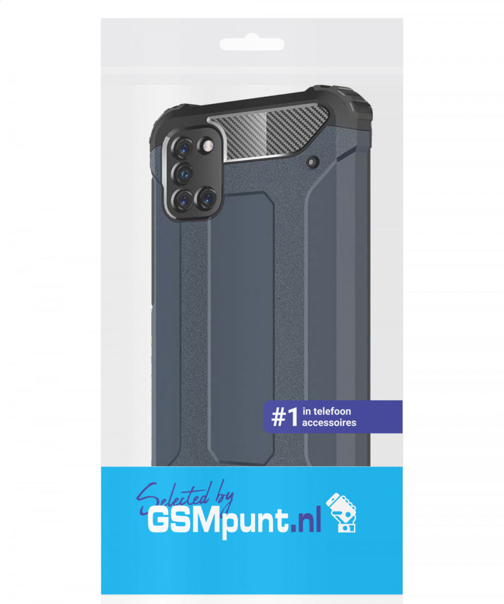 Samsung Galaxy A31 Hoesje Shock Proof Hybride Back Cover Donker Blauw afbeelding 2
