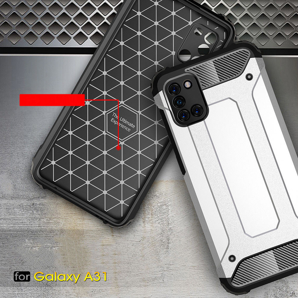 Samsung Galaxy A31 Hoesje Shock Proof Hybride Back Cover Donker Blauw afbeelding 6