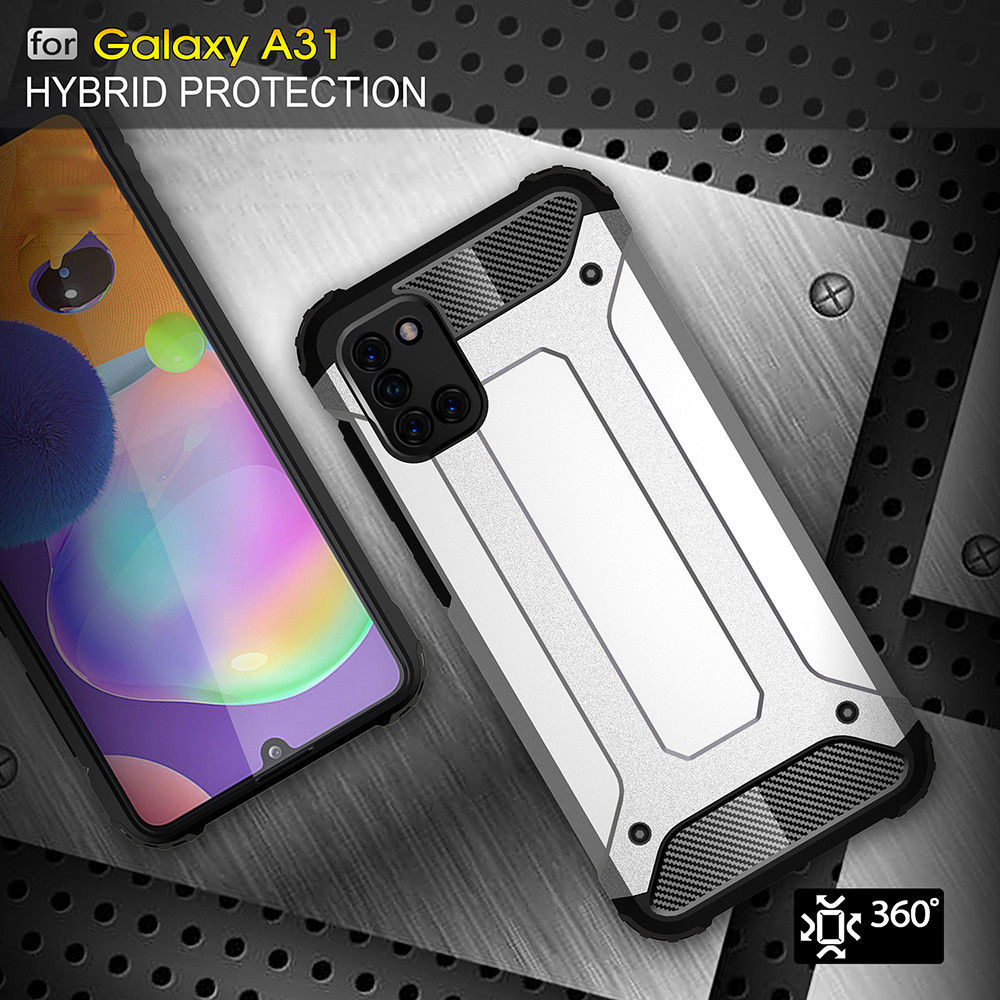 Samsung Galaxy A31 Hoesje Shock Proof Hybride Back Cover Donker Blauw afbeelding 7
