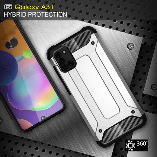Samsung Galaxy A31 Hoesje Shock Proof Hybride Back Cover Donker Blauw afbeelding 7
