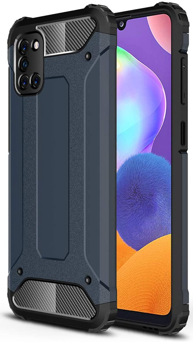 Samsung Galaxy A31 Hoesje Shock Proof Hybride Back Cover Donker Blauw afbeelding 1