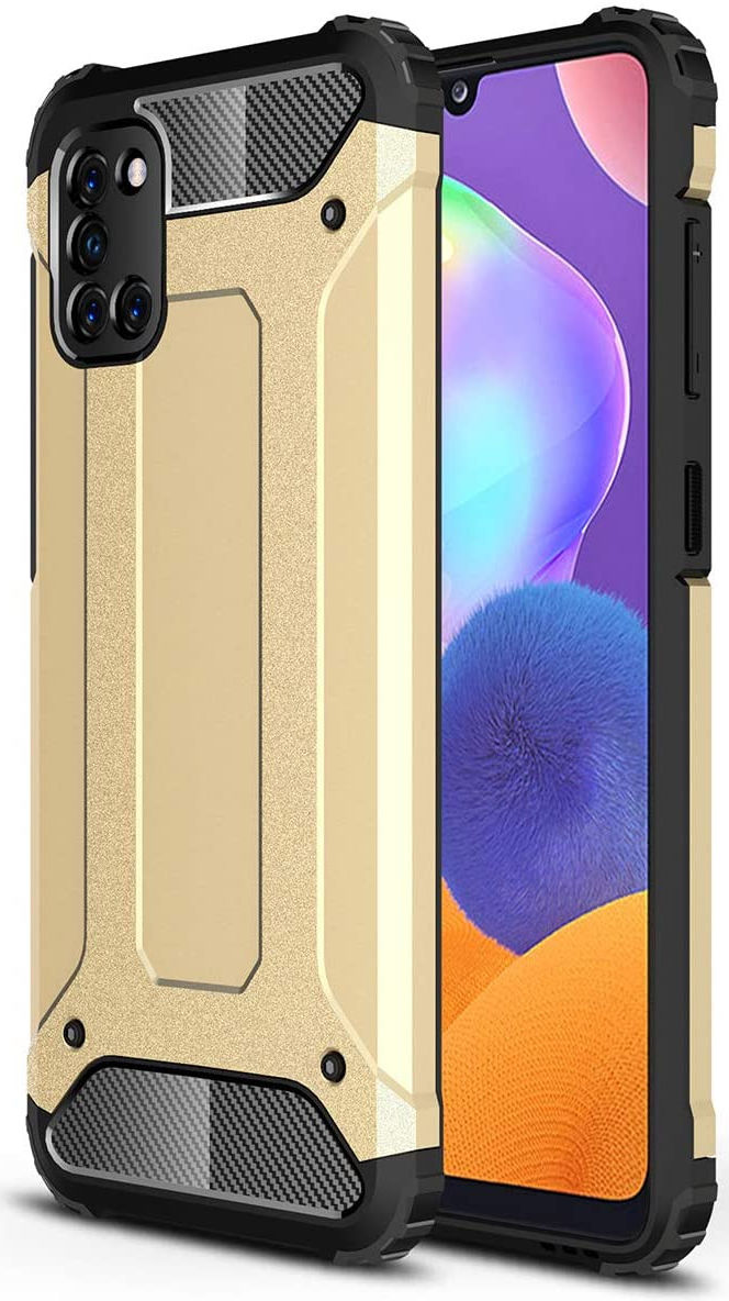 Samsung Galaxy A31 Hoesje Shock Proof Hybride Back Cover Goud afbeelding 1