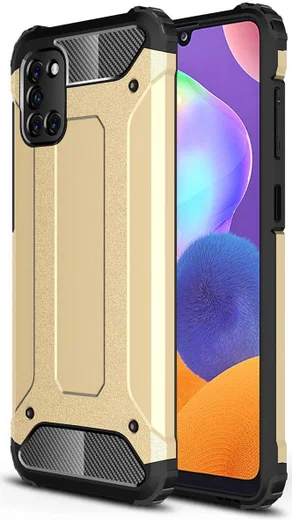 Samsung Galaxy A31 Hoesje Shock Proof Hybride Back Cover Goud afbeelding 1