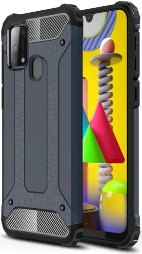 Samsung Galaxy M31 Hoesje Shock Proof Hybride Backcover Donker Blauw afbeelding 1